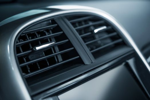 Modern Car Air Vent Closeup. Air Quality in a Car. Cooling and Heating Car Vents.