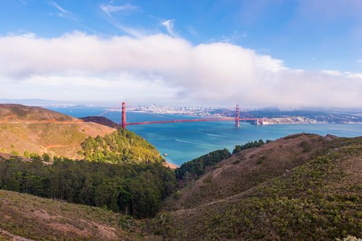 San Francisco Bay Area with Golden Gate Bridge and San Francisco Skyline in a Distance. California, United States.