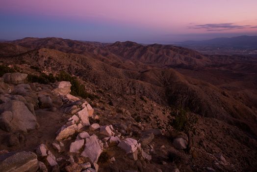 Scenic Little San Bernardino Mountains and Coachella Valley View. Salton Sea and Santa Rosa Mountains in a Distance. Southern California, United States.