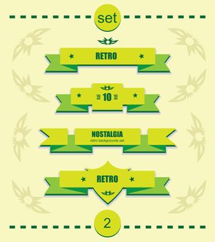 Retro syle ribbons vector set on background