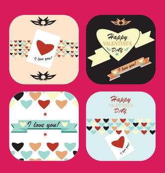 Great set 4 Vintage Valentine's Day Card - Set of calligraphic and typographic elements, frames, vintage labels,  ribbons, stickers,postcard, invitation, poster  all for love