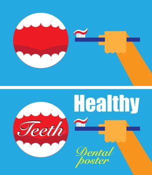 Cartoon medical Vector illustration of dental symbols poster