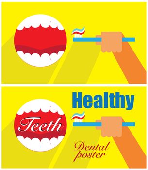 Cartoon medical Vector illustration of dental symbols poster