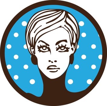 pop art womam lable emblem sticker