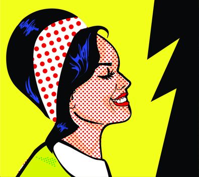 Retro Pop Art Woman happy and smile cry