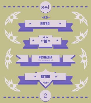 Retro syle ribbons vector set on background