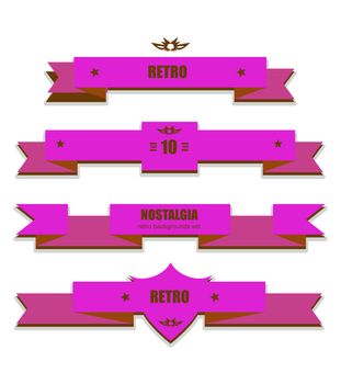 Retro syle ribbons vector set on background