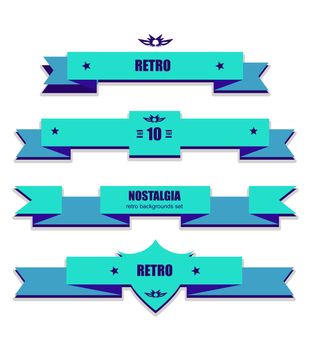 Retro syle ribbons vector set on background