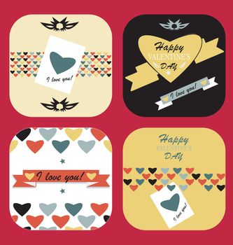 Great set 4 Vintage Valentine's Day Card - Set of calligraphic and typographic elements, frames, vintage labels,  ribbons, stickers,postcard, invitation, poster  all for love