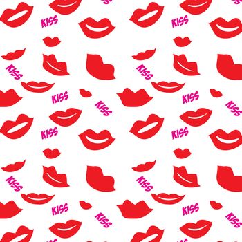 Kiss seamless background. lips prints
