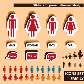 Family infographics stickers for presentation and design