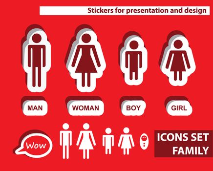 Family elements of infographics People silhouette family icon. Person vector woman, man