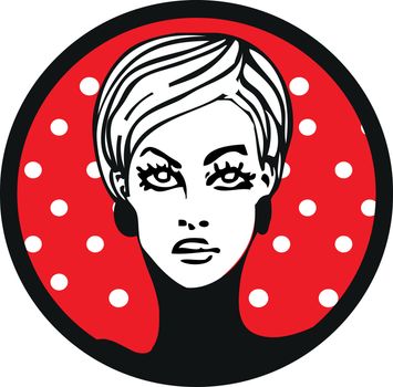 pop art womam lable emblem sticker