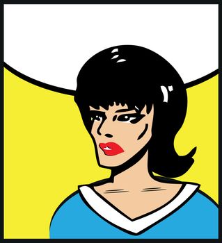 retro clip art angry woman vintage tattoo style illustration