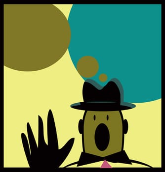 Retro man in hat cry Business man poster with text space simple background