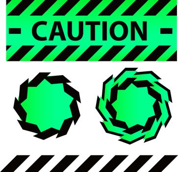 Caution or danger and police tape attention with lables stickers and design elements set