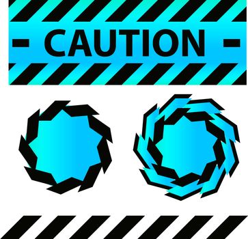 Caution or danger and police tape attention with lables stickers and design elements set