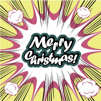 Comic book background Merry Christmas Card
