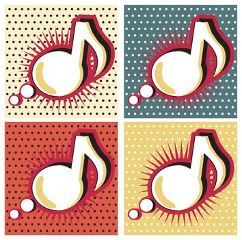 Speech Bubble Music Note in Pop-Art Style