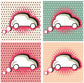 Retro Car Speech Bubble in Pop-Art Style comic sticker