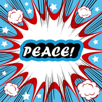 Retro background Design Template boom with word PEACE Comic book background