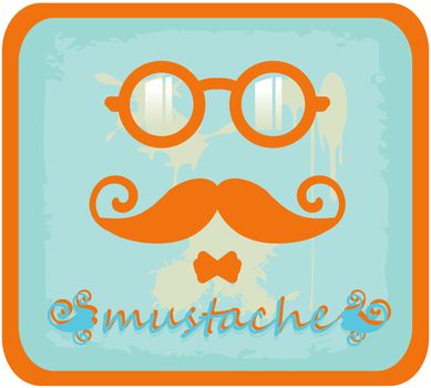 Vector hipster mustache and eyeglasses