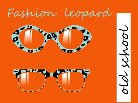 Fashion collection of oldschool glasses with leopard texture pattern