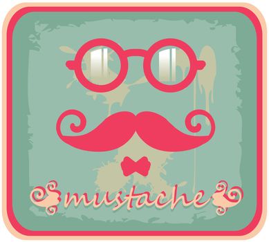 Vector hipster mustache and eyeglasses