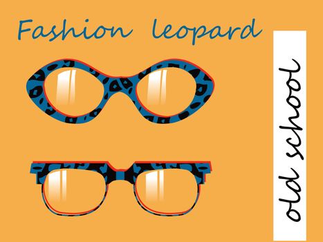 Fashion collection of oldschool glasses with leopard texture pattern