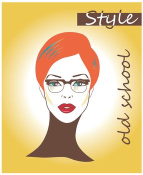 Retro clipart woman Faces with sunglasses,eyeglasses beautiful female face - vector illustration