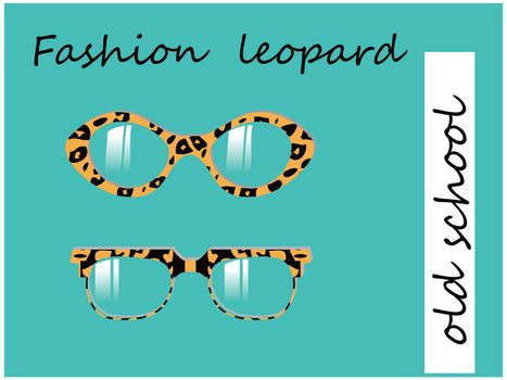 Fashion collection of oldschool glasses with leopard texture pattern