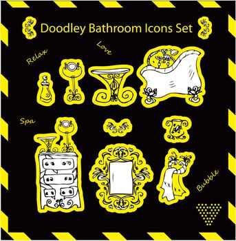  bathroom icons set doodley stickers template