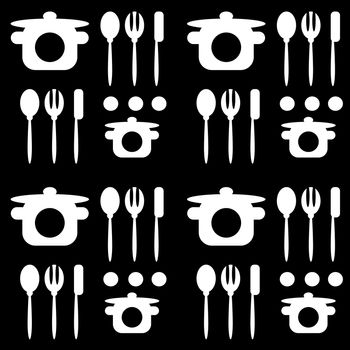 monochromatic black white seamless cutlery pattern
