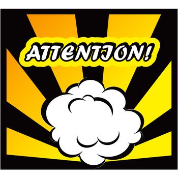 Comic book background Attantion! sign Card Pop Art office stamp with the word Attantion