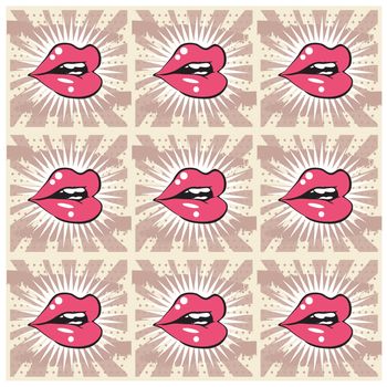 Retro background seamless lips print background