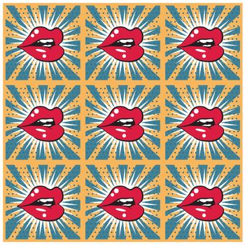 Retro background seamless lips print background