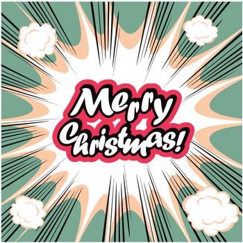 Comic book background Merry Christmas Card