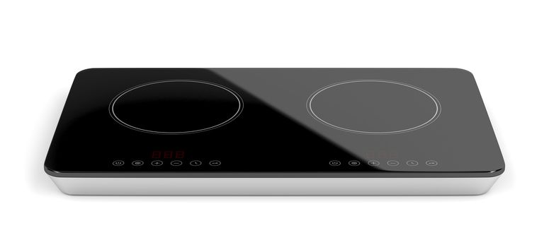 Double ceramic cooktop on white background