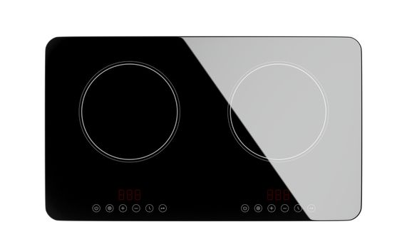 Top view of double induction cooktop isolated on white