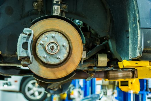 Brakes Repair Auto Service. Modern Car Brakes Servicing. Car Maintenance. Auto Service.