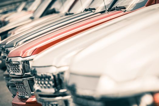 Brand New Cars Inventory For Sale. Cars Industry Concept.