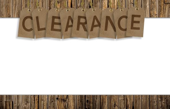 Clearance Background with Solid White Copy Space. Clearance Paper Tags.