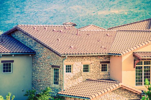Ceramic Slates House Roof Closeup.
