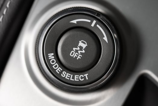 Driving Mode Selection Button Closeup. Modern Car Driving Technology.