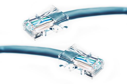 Ethernet Cable Isolated on White Background. RJ45 Cable.