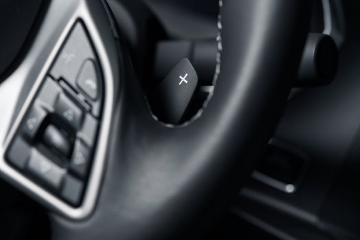 Paddle Shift Gearbox Plus Paddle Closeup. Semi-Automatic Transmission.