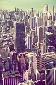 Vintage Grading Chicago Skyline Vertical Photography.