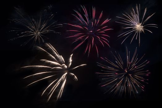 Fireworks Isolated on Solid Black.