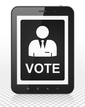 Political concept: Tablet Pc Computer with black Ballot icon on display