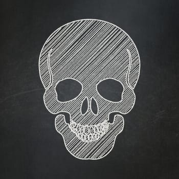 Healthcare concept: Scull icon on Black chalkboard background